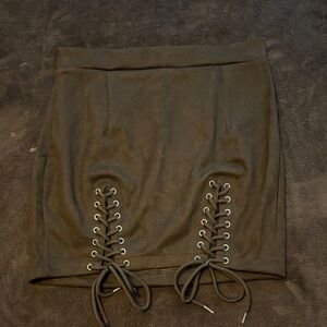 Black Lace-Up Mini Skirt